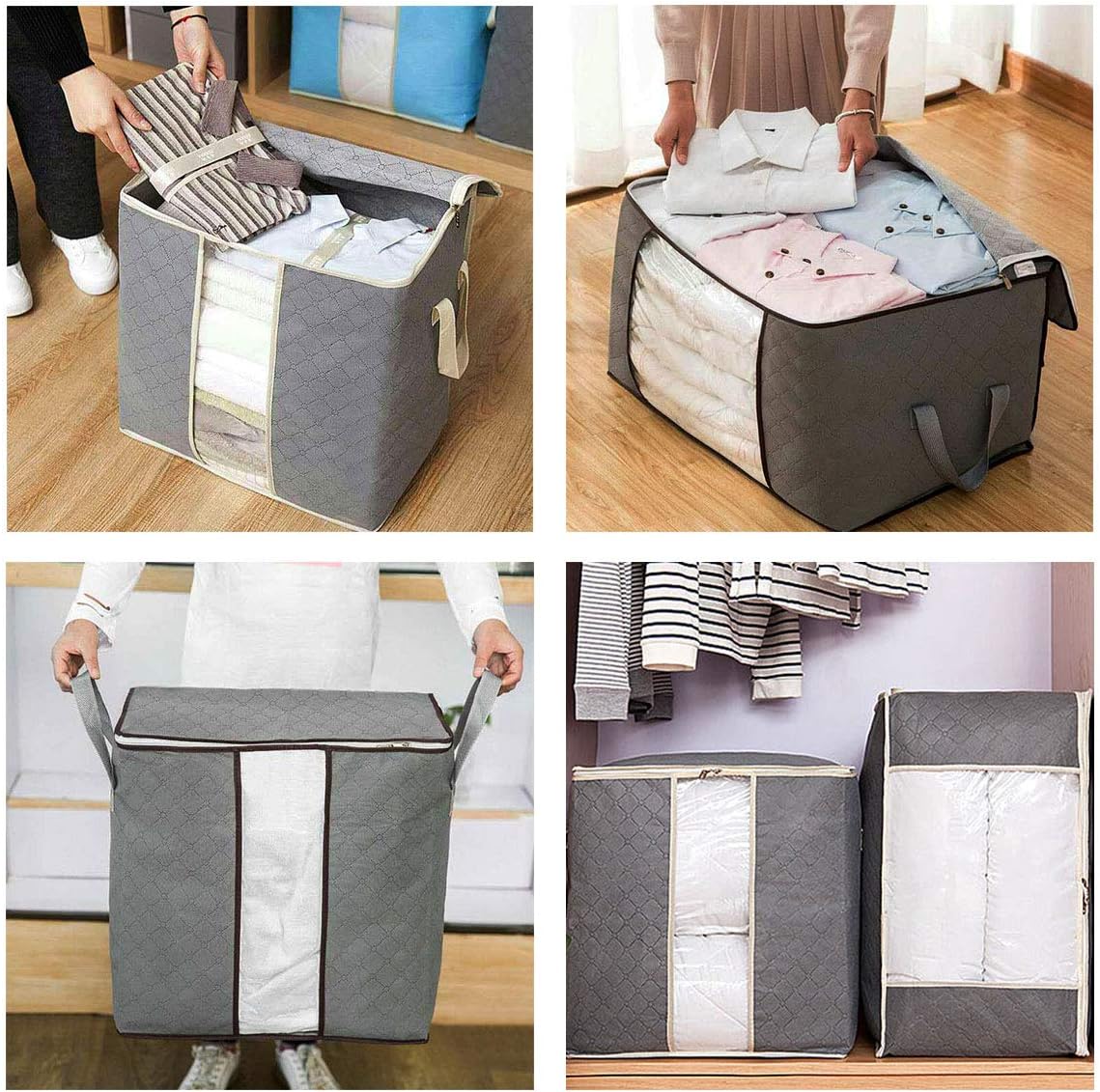 2 Pack Foldable Large Storage Bags for Comforter Quilt Blanket Clothes