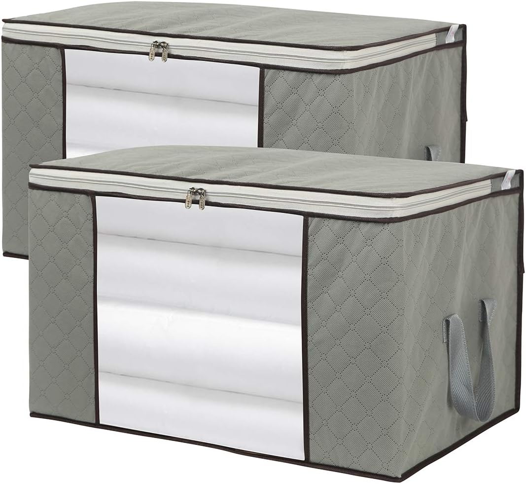 2 Pack Foldable Large Storage Bags for Comforter Quilt Blanket Clothes