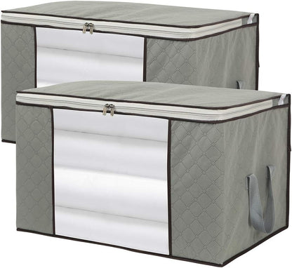 2 Pack Foldable Large Storage Bags for Comforter Quilt Blanket Clothes