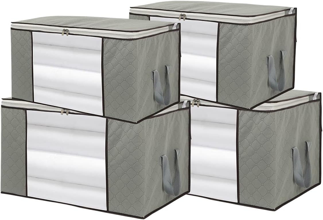 2 Pack Foldable Large Storage Bags for Comforter Quilt Blanket Clothes