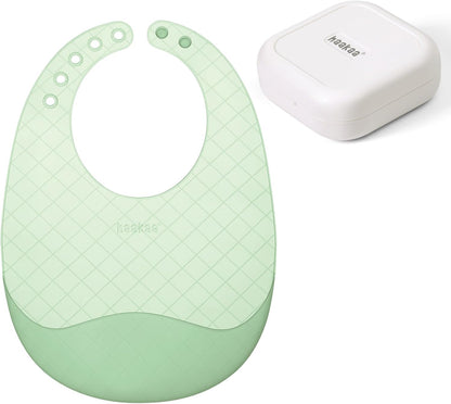 Lightweight Silicone Pocket Bib – Ultra-Light & Foldable Travel Silicone Baby Bibs with Deep Food Catcher Pocket, Adjustable Waterproof Design, Baby Feeding Essentials