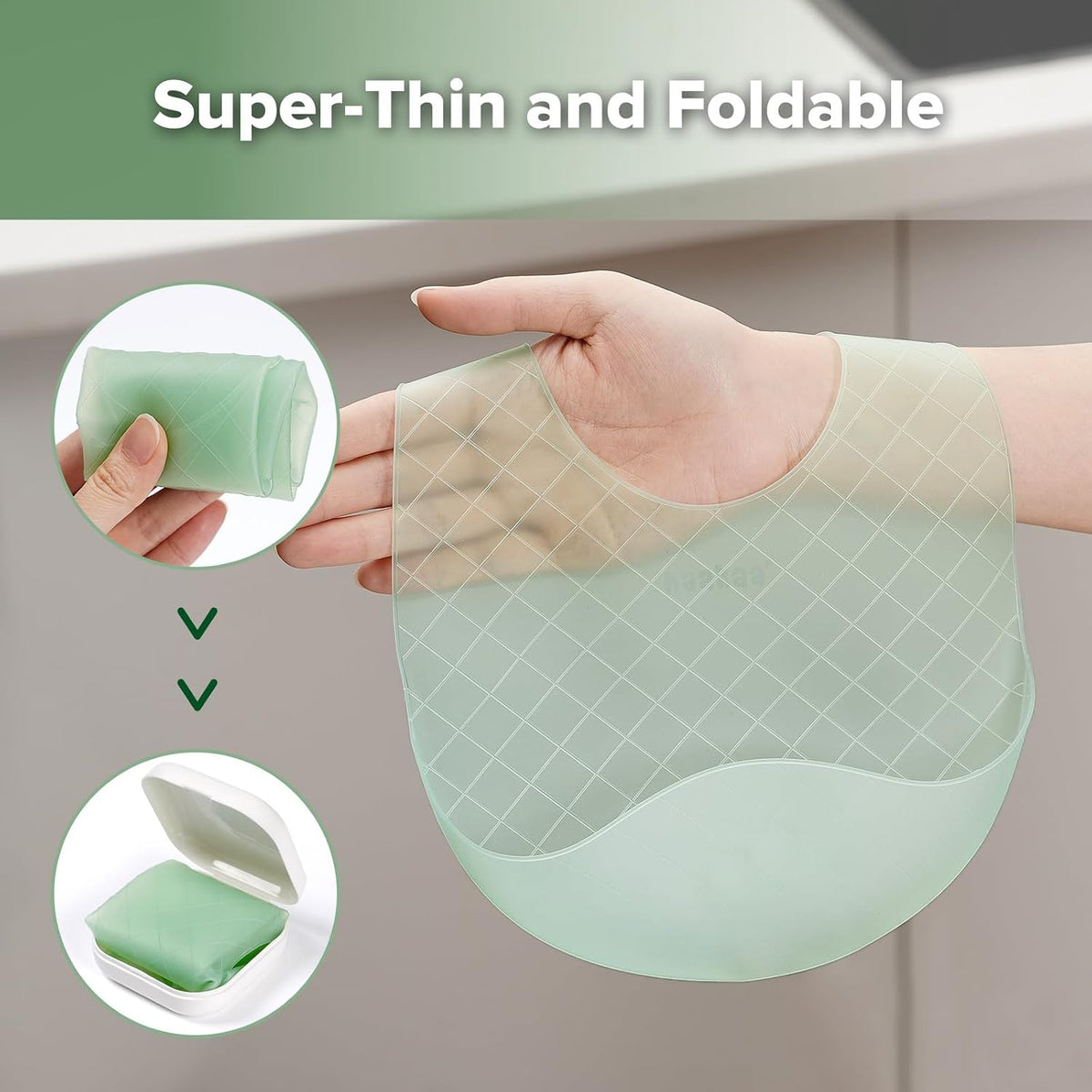 Lightweight Silicone Pocket Bib – Ultra-Light & Foldable Travel Silicone Baby Bibs with Deep Food Catcher Pocket, Adjustable Waterproof Design, Baby Feeding Essentials