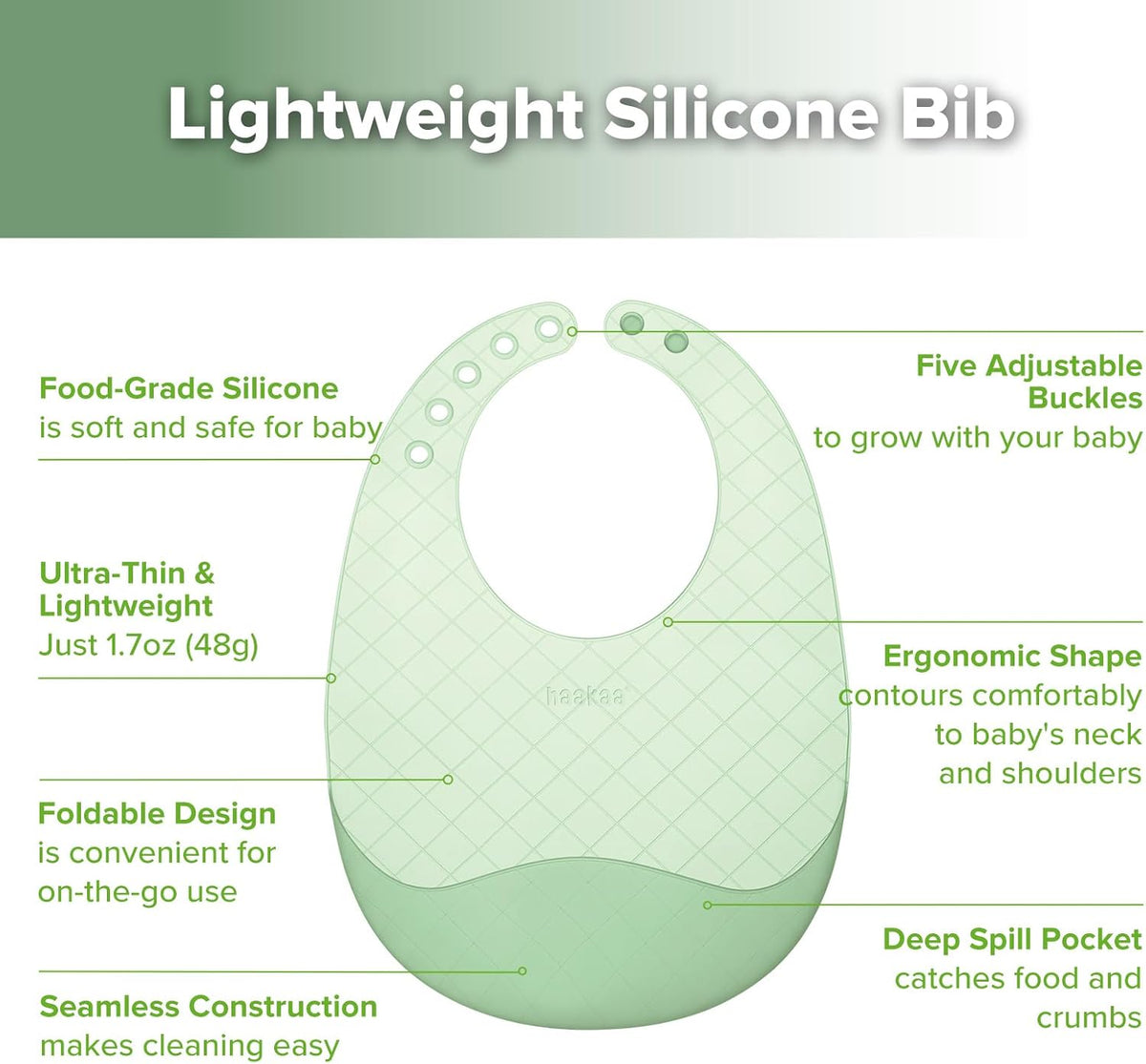 Lightweight Silicone Pocket Bib – Ultra-Light & Foldable Travel Silicone Baby Bibs with Deep Food Catcher Pocket, Adjustable Waterproof Design, Baby Feeding Essentials