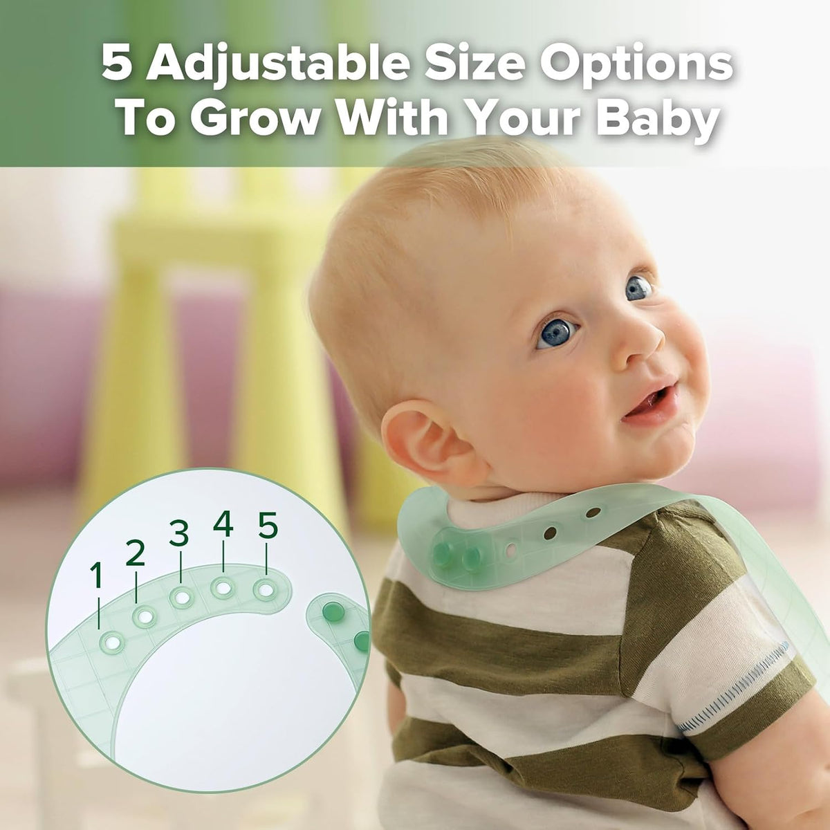 Lightweight Silicone Pocket Bib – Ultra-Light & Foldable Travel Silicone Baby Bibs with Deep Food Catcher Pocket, Adjustable Waterproof Design, Baby Feeding Essentials