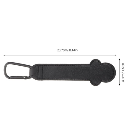 2pcs Stroller Hooks in Black Faux Leather with Widened Structure and Rounded Edges, Heavy Duty Non-Slip Organizer Clips for Grocery Bags and Diaper Bags, for Outdoor and Travel Use