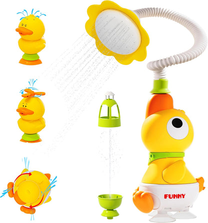 Kids Bath Toys, Kids Bath Shower Head for Bathtub with 1 Adjustable Sprayer, Control the Flow Rinser Kids with 3 Squirting Ducks for Kids in Bathtub Sink