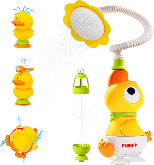 Kids Bath Toys, Kids Bath Shower Head for Bathtub with 1 Adjustable Sprayer, Control the Flow Rinser Kids with 3 Squirting Ducks for Kids in Bathtub Sink