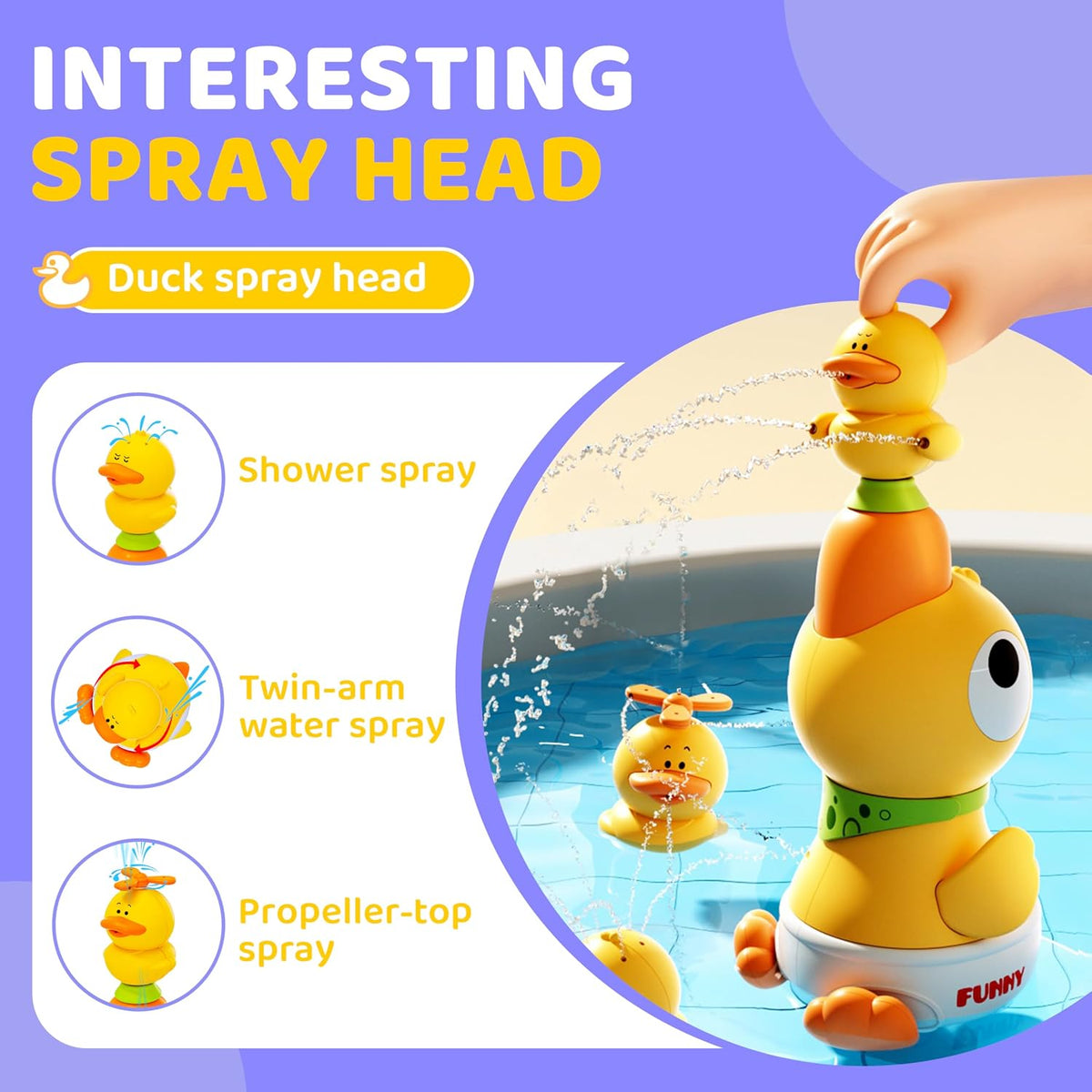Kids Bath Toys, Kids Bath Shower Head for Bathtub with 1 Adjustable Sprayer, Control the Flow Rinser Kids with 3 Squirting Ducks for Kids in Bathtub Sink