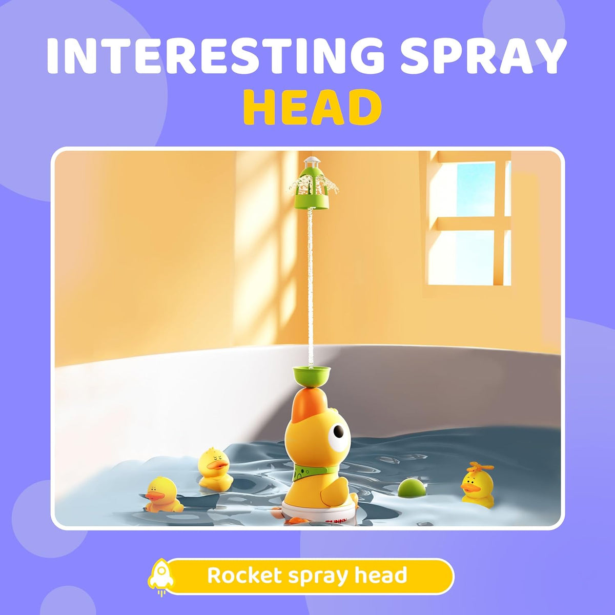 Kids Bath Toys, Kids Bath Shower Head for Bathtub with 1 Adjustable Sprayer, Control the Flow Rinser Kids with 3 Squirting Ducks for Kids in Bathtub Sink