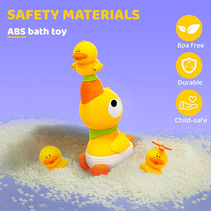 Kids Bath Toys, Kids Bath Shower Head for Bathtub with 1 Adjustable Sprayer, Control the Flow Rinser Kids with 3 Squirting Ducks for Kids in Bathtub Sink