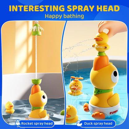 Kids Bath Toys, Kids Bath Shower Head for Bathtub with 1 Adjustable Sprayer, Control the Flow Rinser Kids with 3 Squirting Ducks for Kids in Bathtub Sink