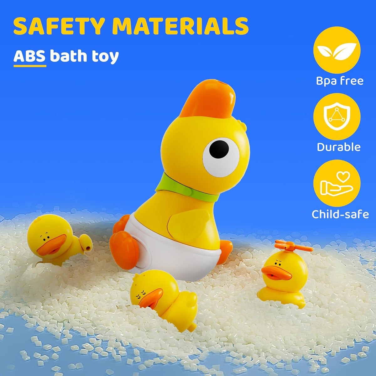 Kids Bath Toys, Kids Bath Shower Head for Bathtub with 1 Adjustable Sprayer, Control the Flow Rinser Kids with 3 Squirting Ducks for Kids in Bathtub Sink