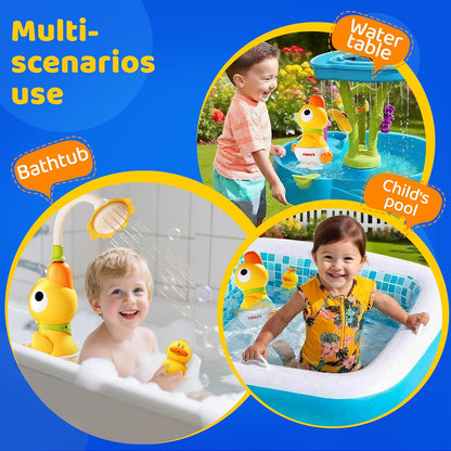 Kids Bath Toys, Kids Bath Shower Head for Bathtub with 1 Adjustable Sprayer, Control the Flow Rinser Kids with 3 Squirting Ducks for Kids in Bathtub Sink