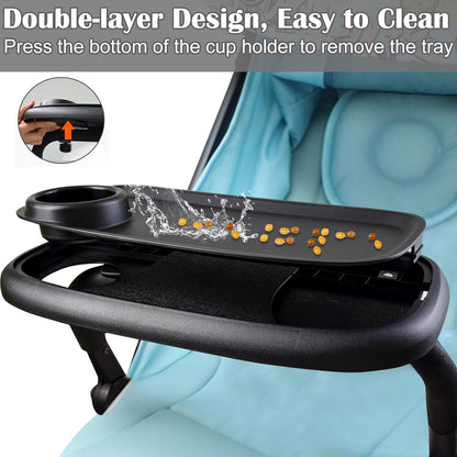 Universal Stroller Snack Tray with Cup Holder & Double-Layer Removable