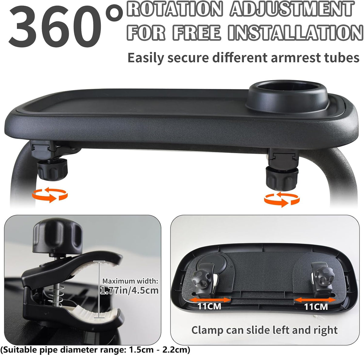 Universal Stroller Snack Tray with Cup Holder & Double-Layer Removable