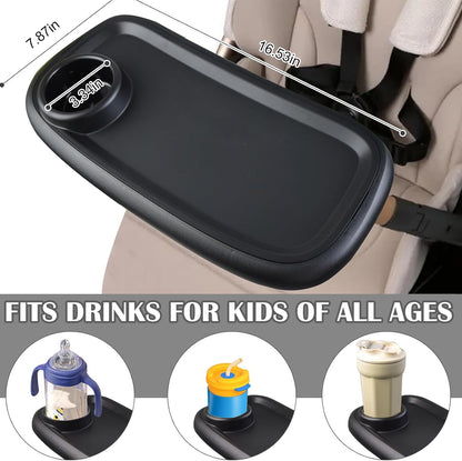 Universal Stroller Snack Tray with Cup Holder & Double-Layer Removable