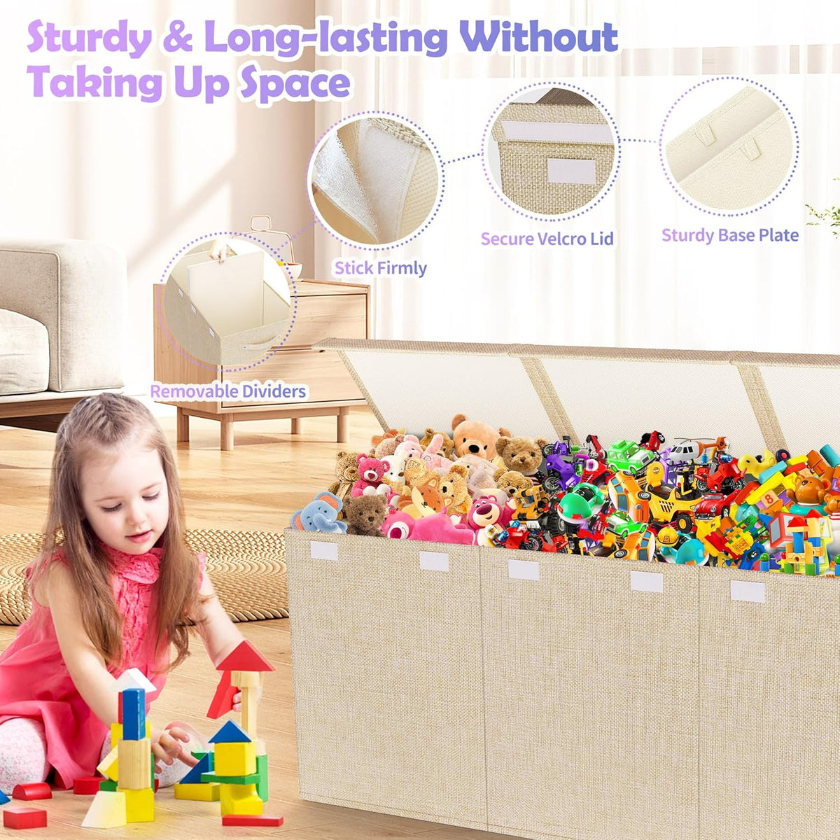 Extra Large Toy Box with Lids, Large Storage Chest Organizer, 40"x14"x16"