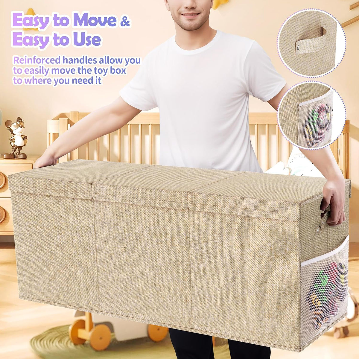 Extra Large Toy Box with Lids, Large Storage Chest Organizer, 40"x14"x16"
