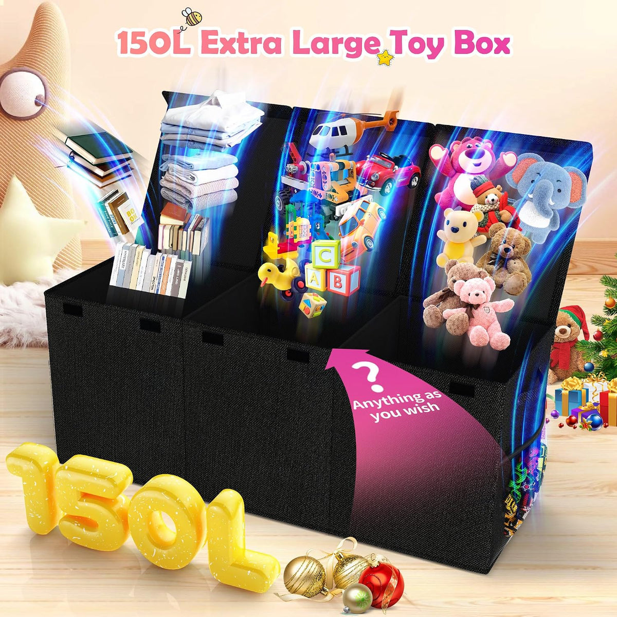 Extra Large Toy Box with Lids, Large Storage Chest Organizer, 40"x14"x16"