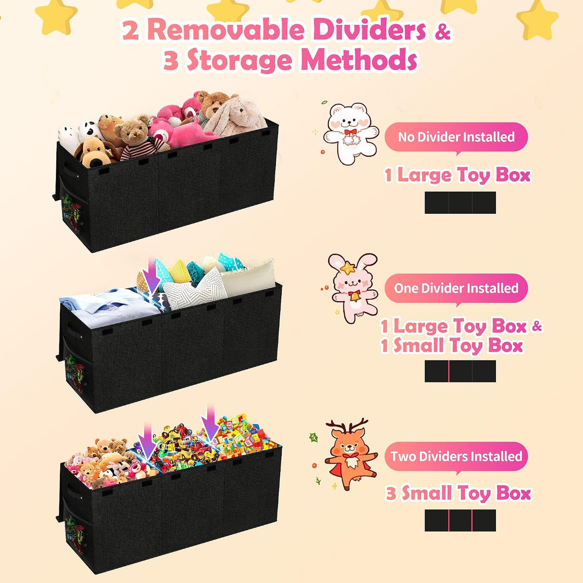 Extra Large Toy Box with Lids, Large Storage Chest Organizer, 40"x14"x16"