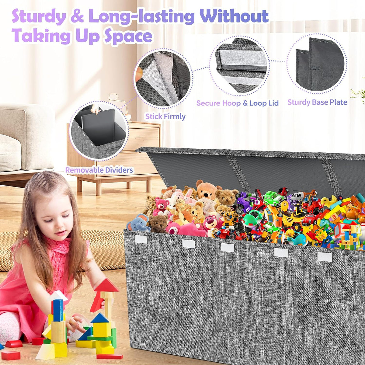 Extra Large Toy Box with Lids, Large Storage Chest Organizer, 40"x14"x16"