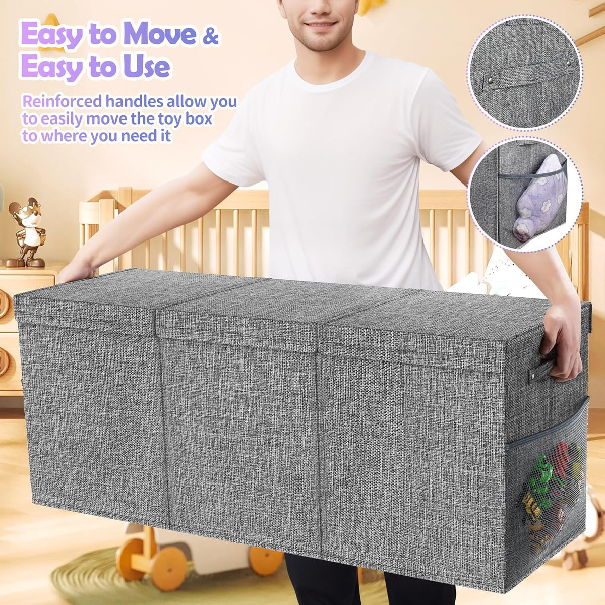 Extra Large Toy Box with Lids, Large Storage Chest Organizer, 40"x14"x16"