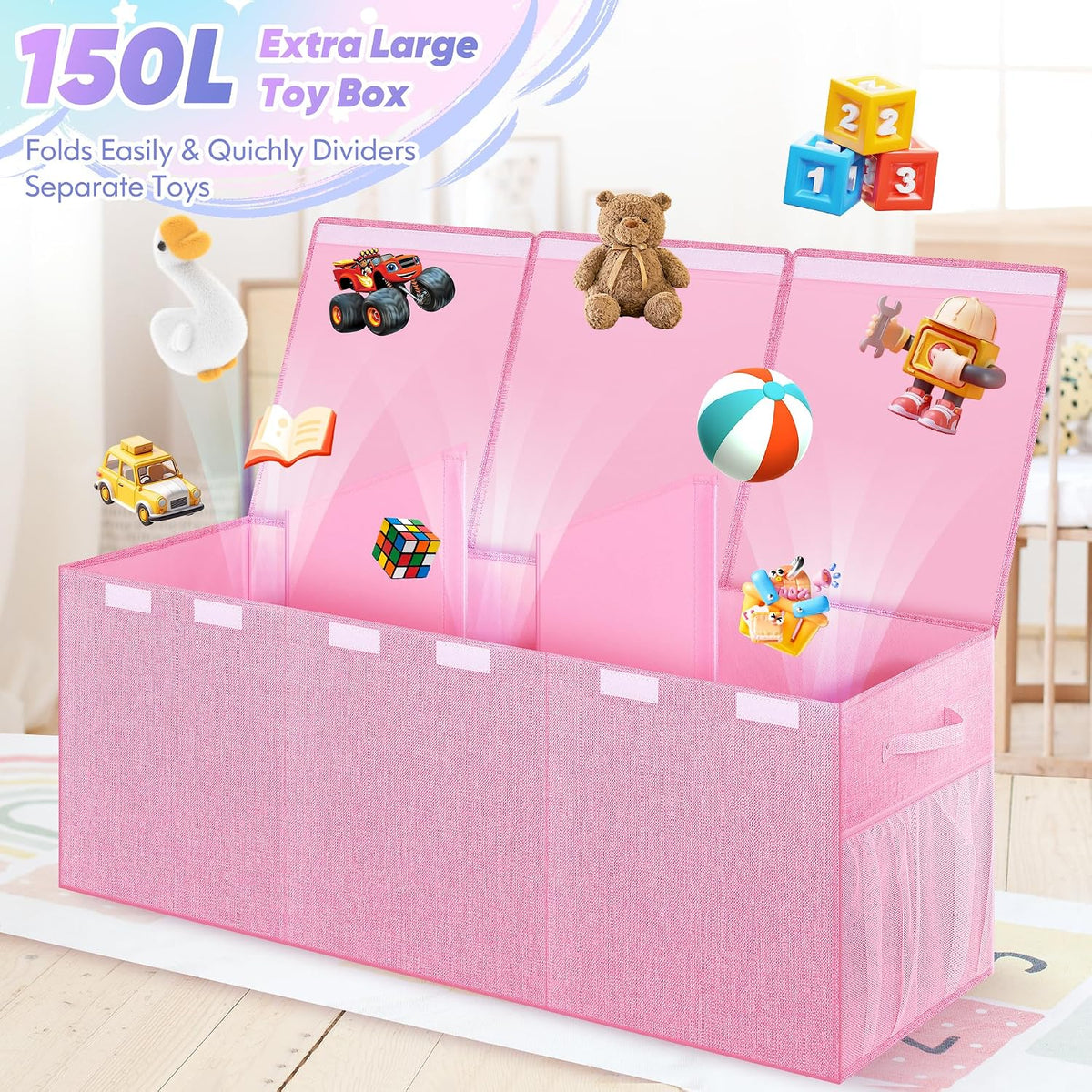 Extra Large Toy Box with Lids, Large Storage Chest Organizer, 40"x14"x16"