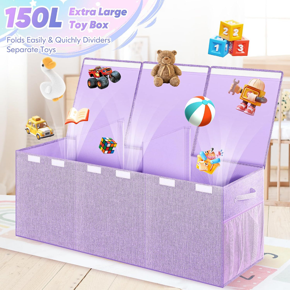 Extra Large Toy Box with Lids, Large Storage Chest Organizer, 40"x14"x16"