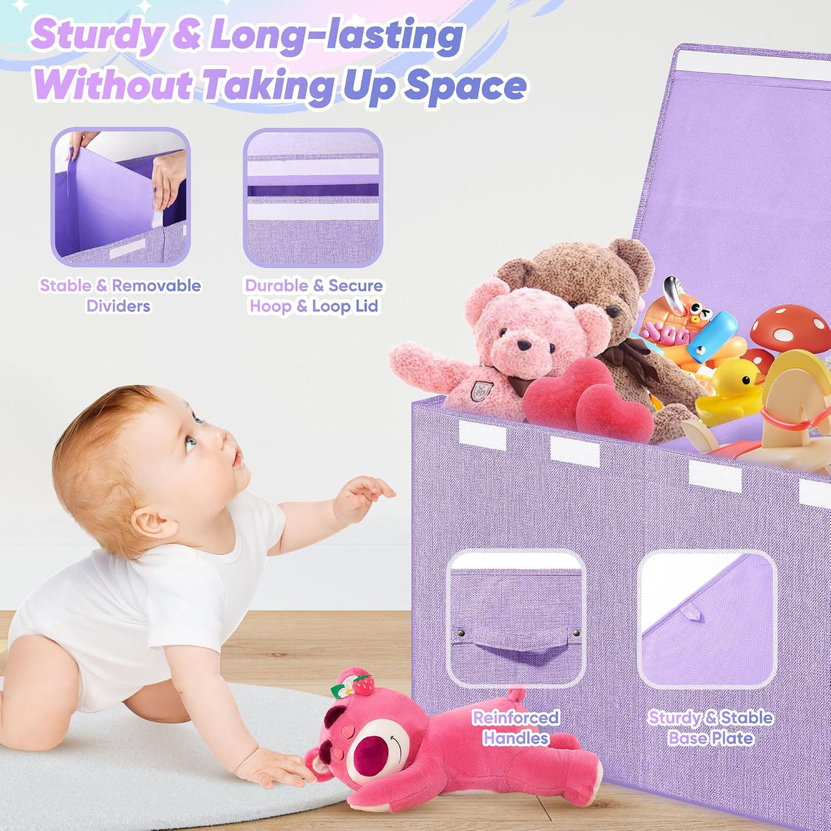 Extra Large Toy Box with Lids, Large Storage Chest Organizer, 40"x14"x16"