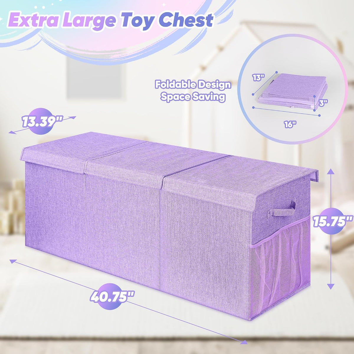 Extra Large Toy Box with Lids, Large Storage Chest Organizer, 40"x14"x16"