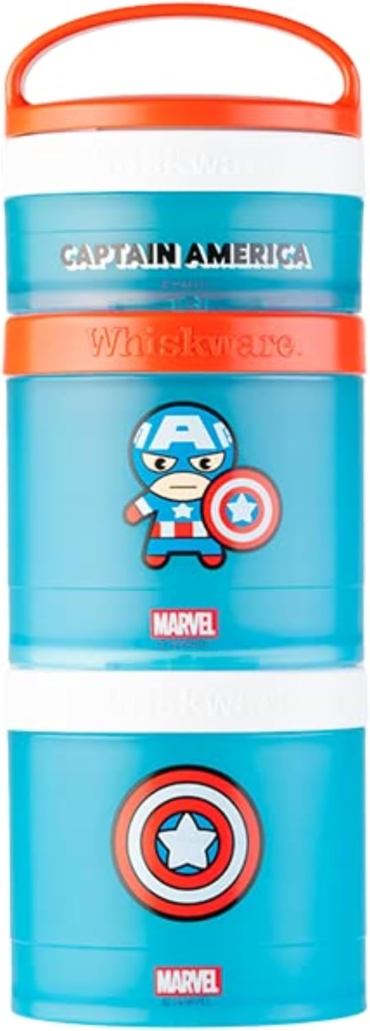 Marvel Snack Containers, 3 Stackable Snack Cups, Captain America