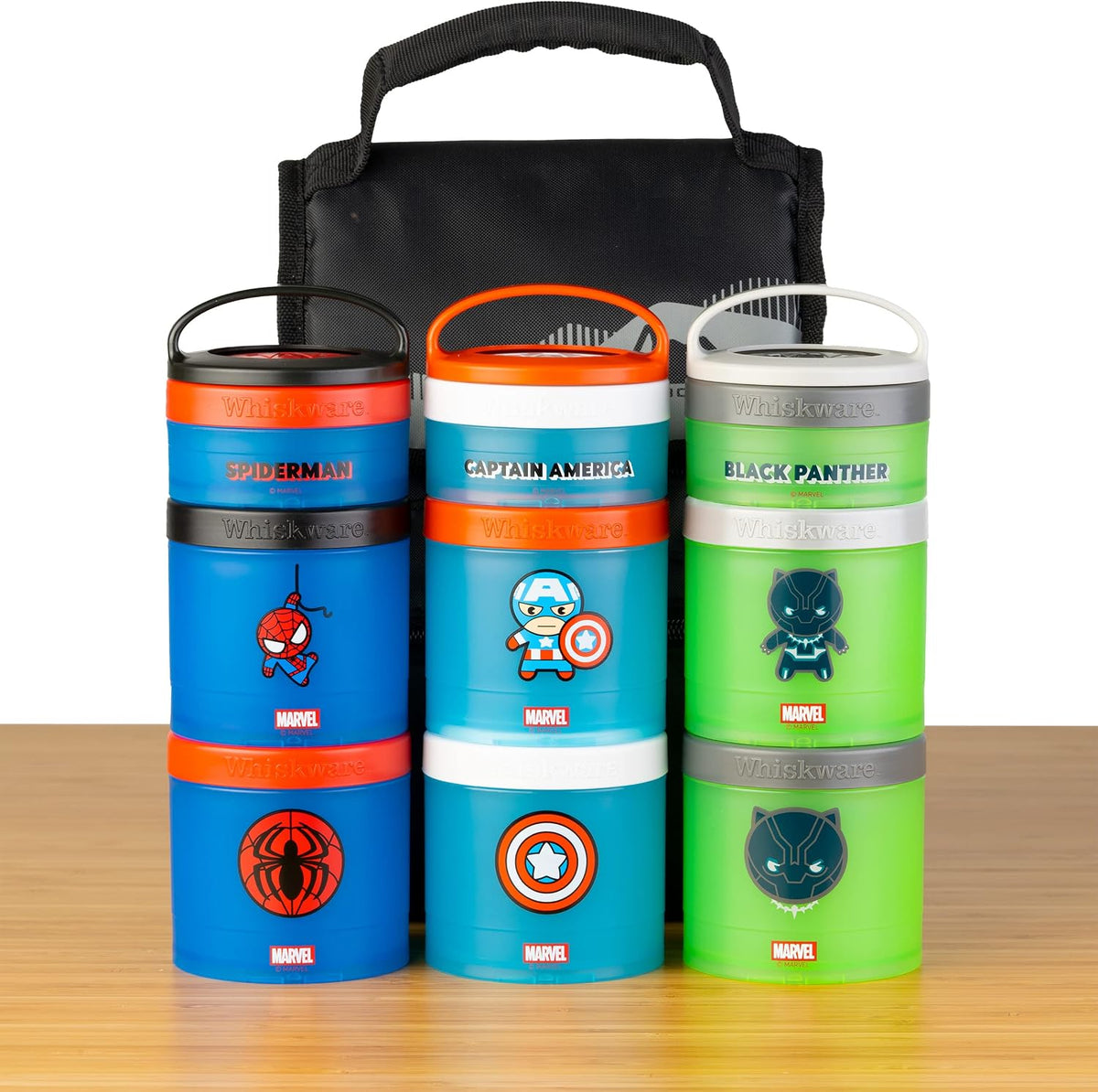 Marvel Snack Containers, 3 Stackable Snack Cups, Captain America