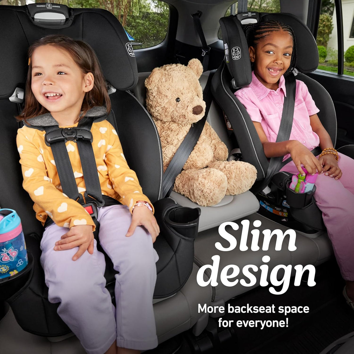 Slimfit 3-in-1 Convertible Car Seat, Slim Car Seat with Space-Saving Design, Highback Booster Seat with 10-Position Headrest, Rear Facing and Forward Facing Carseat, Darcie