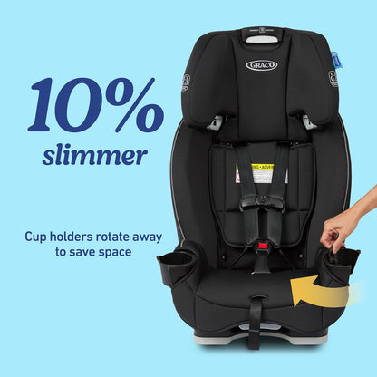 Slimfit 3-in-1 Convertible Car Seat, Slim Car Seat with Space-Saving Design, Highback Booster Seat with 10-Position Headrest, Rear Facing and Forward Facing Carseat, Darcie