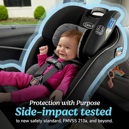 Slimfit 3-in-1 Convertible Car Seat, Slim Car Seat with Space-Saving Design, Highback Booster Seat with 10-Position Headrest, Rear Facing and Forward Facing Carseat, Darcie