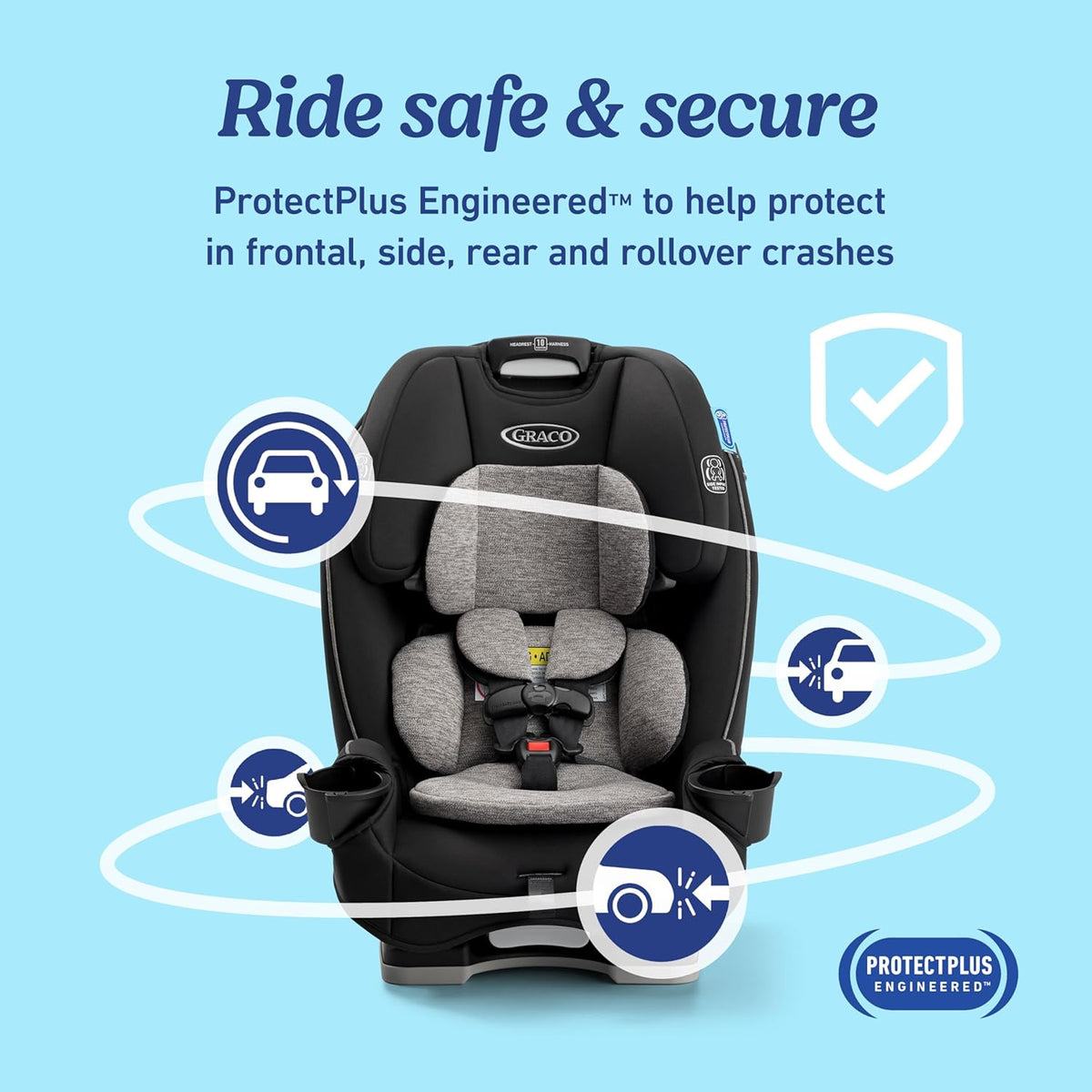 Slimfit 3-in-1 Convertible Car Seat, Slim Car Seat with Space-Saving Design, Highback Booster Seat with 10-Position Headrest, Rear Facing and Forward Facing Carseat, Darcie