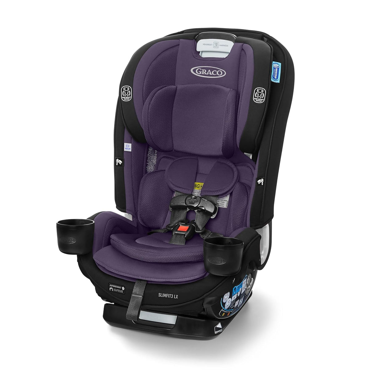Slimfit 3-in-1 Convertible Car Seat, Slim Car Seat with Space-Saving Design, Highback Booster Seat with 10-Position Headrest, Rear Facing and Forward Facing Carseat, Darcie
