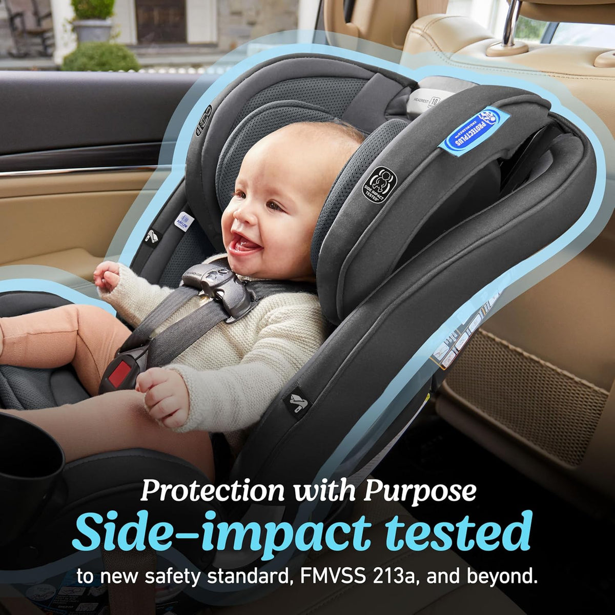 Slimfit 3-in-1 Convertible Car Seat, Slim Car Seat with Space-Saving Design, Highback Booster Seat with 10-Position Headrest, Rear Facing and Forward Facing Carseat, Darcie