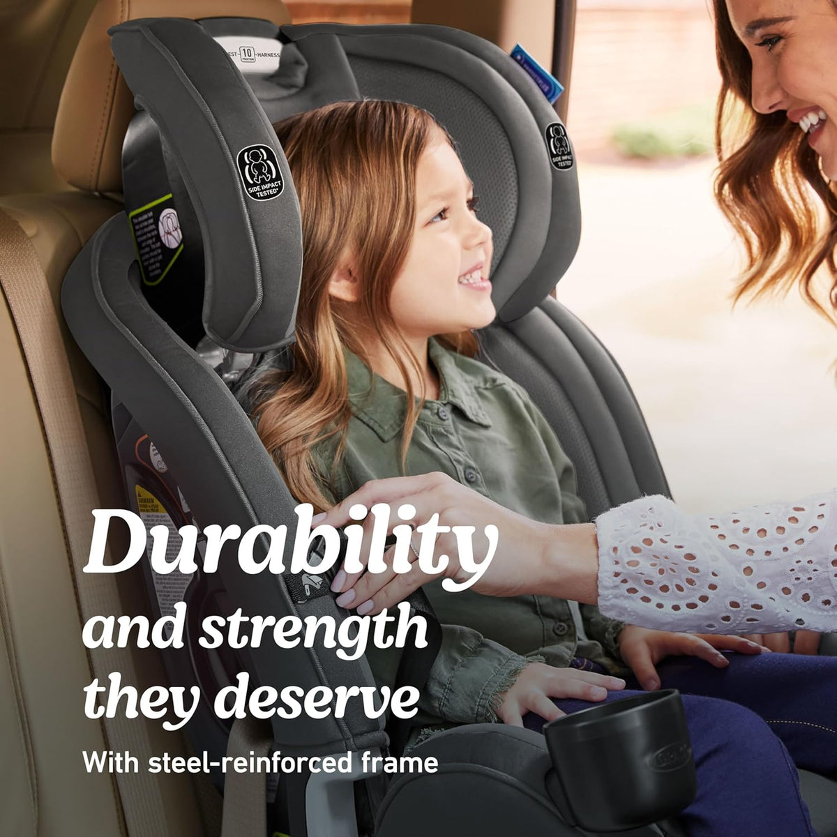 Slimfit 3-in-1 Convertible Car Seat, Slim Car Seat with Space-Saving Design, Highback Booster Seat with 10-Position Headrest, Rear Facing and Forward Facing Carseat, Darcie