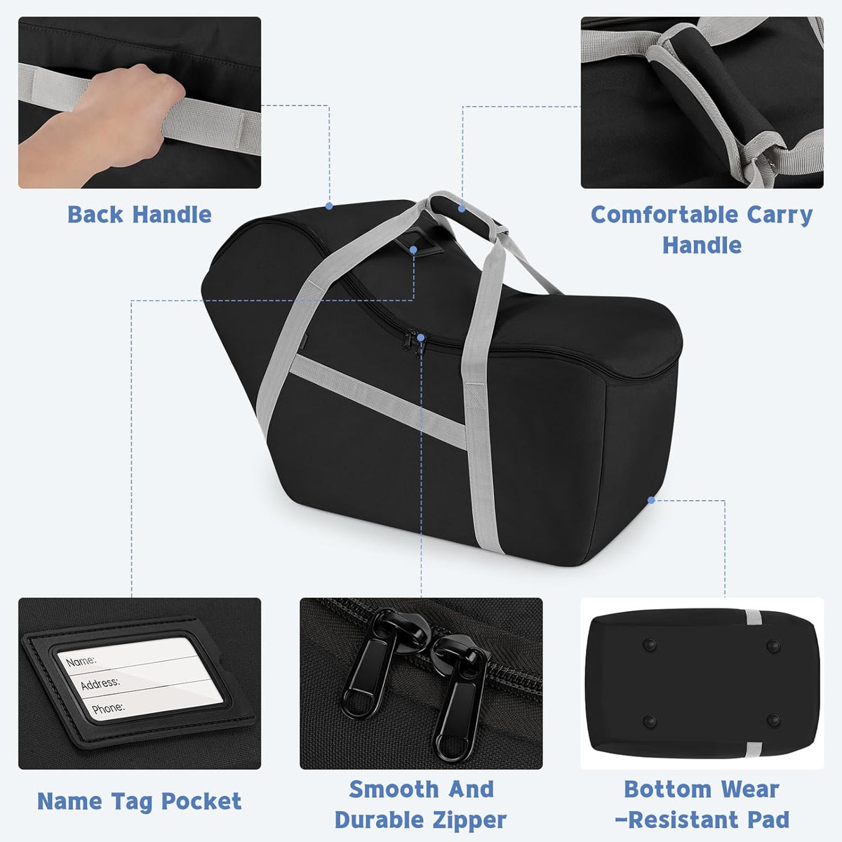 Padded Car Seat Bag Compatible with Most Nuna Pipa Car Seats UPPAbaby MESA V2 without Base & Chicco KeyFit 30 and Base, Car Seat Travel Bag for Airplanes, Black
