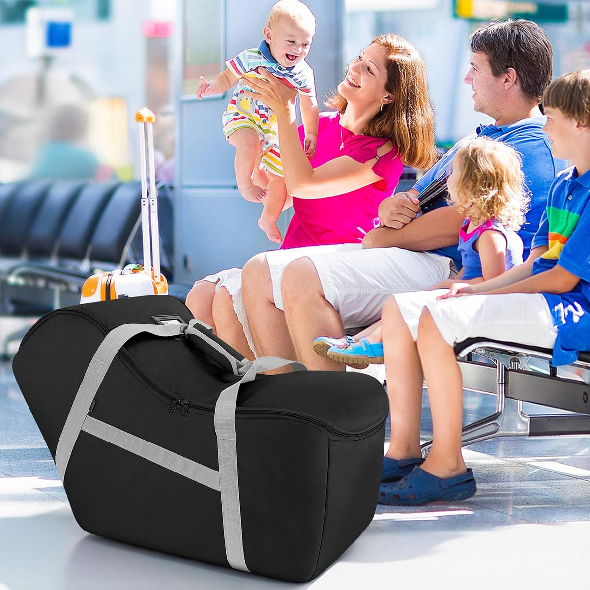 Padded Car Seat Bag Compatible with Most Nuna Pipa Car Seats UPPAbaby MESA V2 without Base & Chicco KeyFit 30 and Base, Car Seat Travel Bag for Airplanes, Black