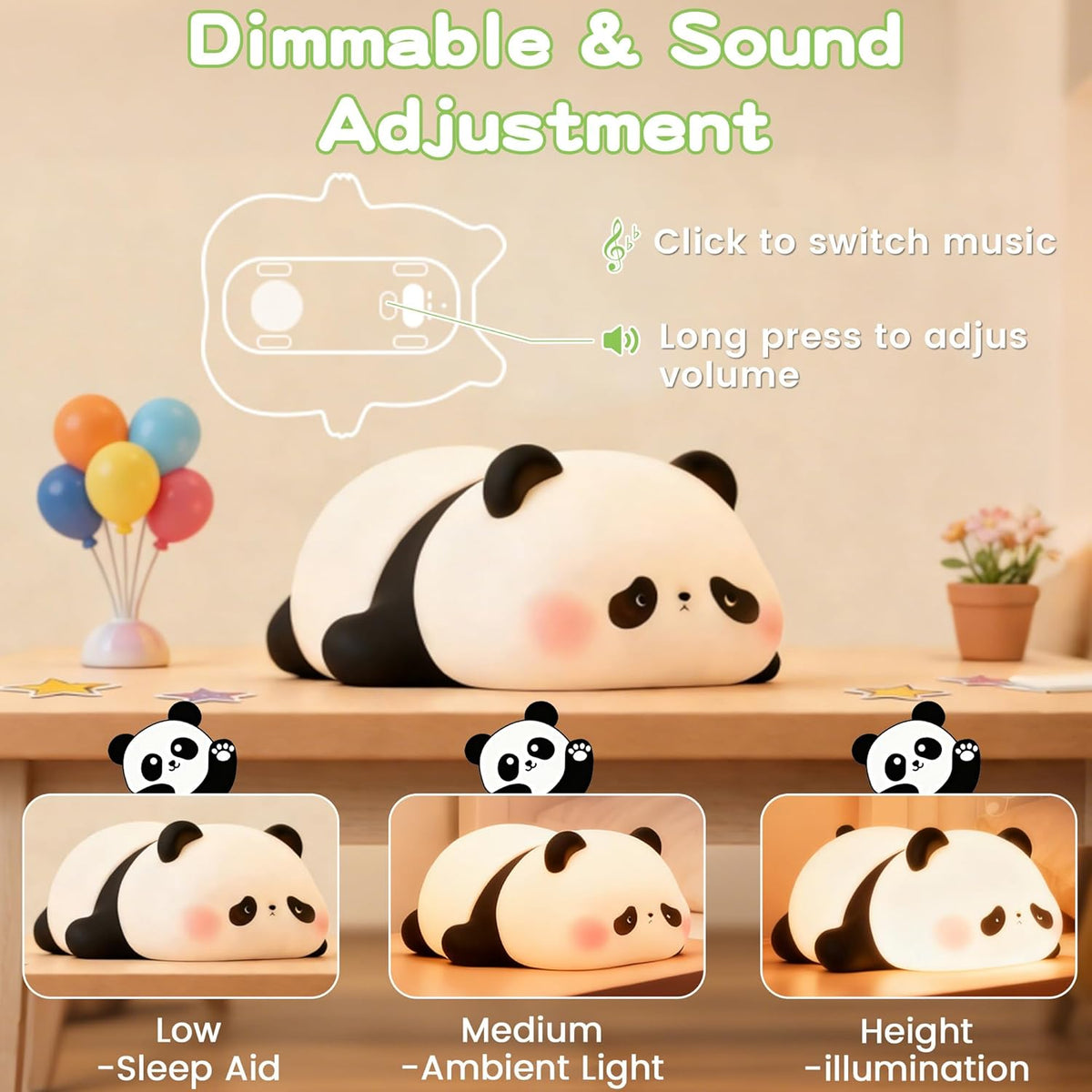 FAMIDUO Panda Night Light with White Noise, Sound Machine for Baby Toddler