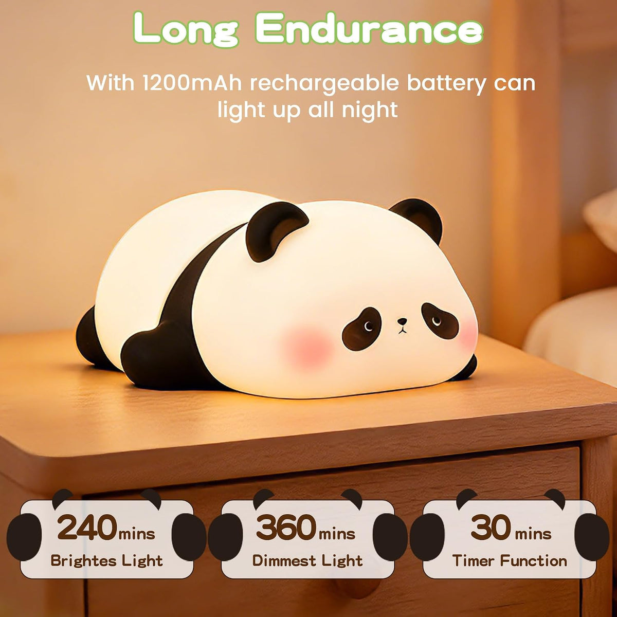 FAMIDUO Panda Night Light with White Noise, Sound Machine for Baby Toddler