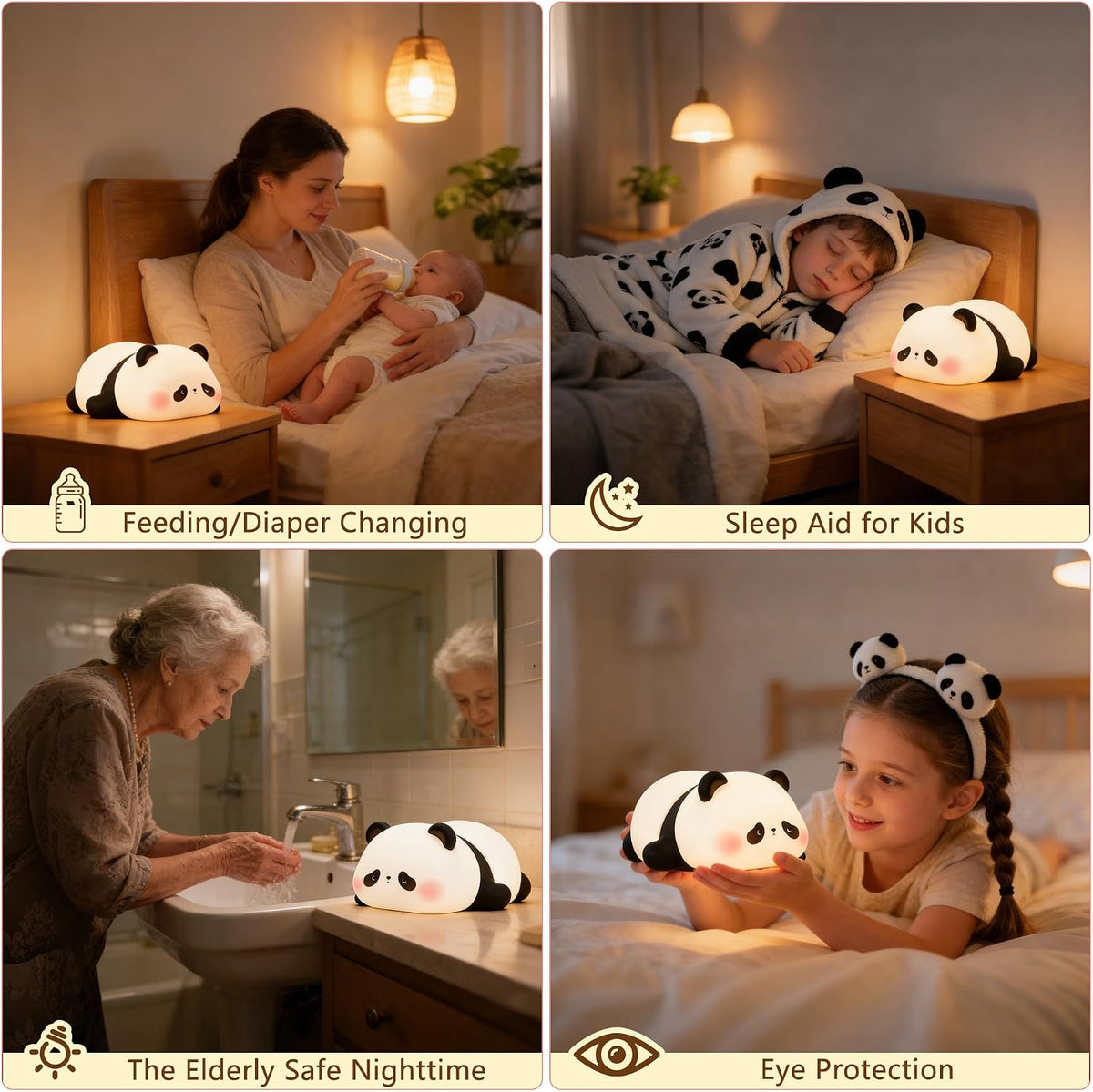 FAMIDUO Panda Night Light with White Noise, Sound Machine for Baby Toddler