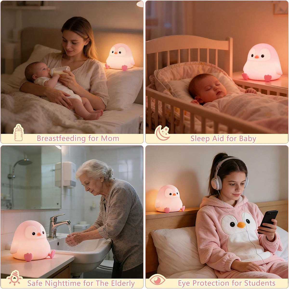 FAMIDUO Panda Night Light with White Noise, Sound Machine for Baby Toddler