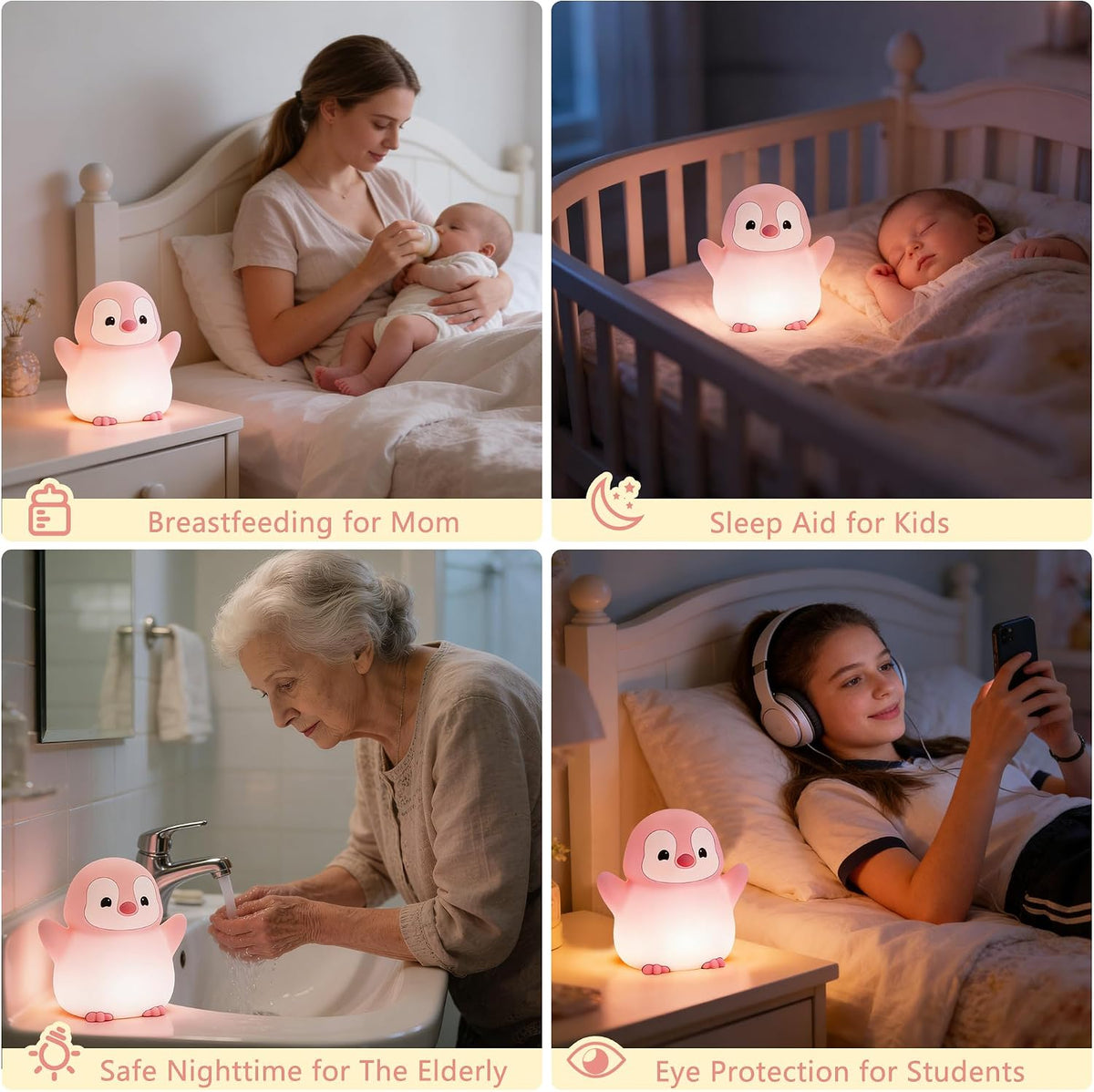 FAMIDUO Panda Night Light with White Noise, Sound Machine for Baby Toddler