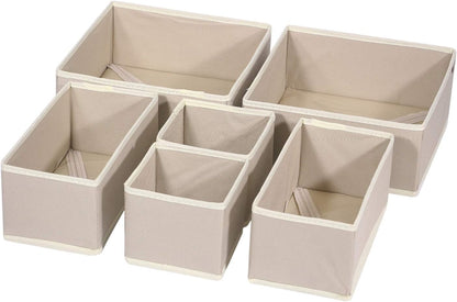 6 Pack Foldable Cloth Storage Box Closet Dresser Drawer Organizer Fabric Baskets Bins Containers Divider with Drawers for Clothes, Underwear, Bras, Socks, Lingerie, Clothing