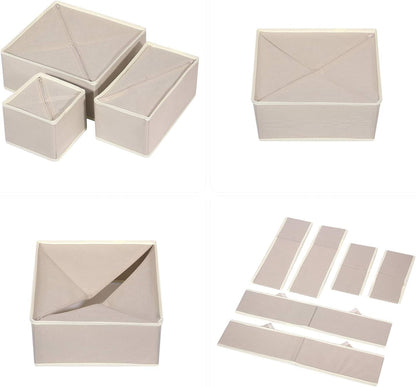 6 Pack Foldable Cloth Storage Box Closet Dresser Drawer Organizer Fabric Baskets Bins Containers Divider with Drawers for Clothes, Underwear, Bras, Socks, Lingerie, Clothing