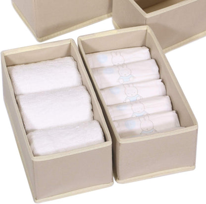 6 Pack Foldable Cloth Storage Box Closet Dresser Drawer Organizer Fabric Baskets Bins Containers Divider with Drawers for Clothes, Underwear, Bras, Socks, Lingerie, Clothing