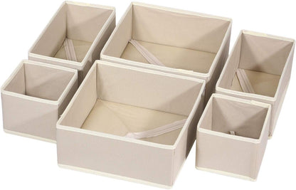 6 Pack Foldable Cloth Storage Box Closet Dresser Drawer Organizer Fabric Baskets Bins Containers Divider with Drawers for Clothes, Underwear, Bras, Socks, Lingerie, Clothing